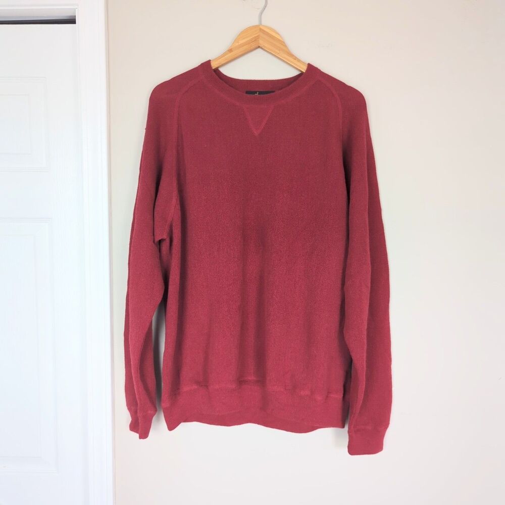 Peru Unlimited Men's Red Baby Alpaca & Wool Blend Sweater XL Quiet Luxury